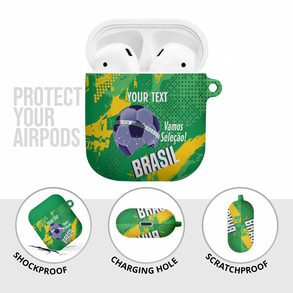 Custom Brazil Football AirPods Case Vamos Selecao Brushes Style - Wonder Print Shop