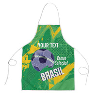 Custom Brazil Football Apron Vamos Selecao Brushes Style - Wonder Print Shop