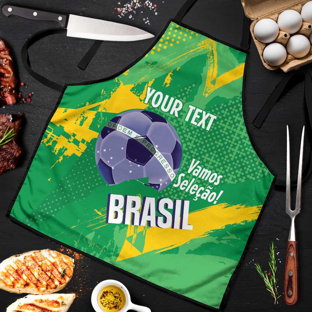 Custom Brazil Football Apron Vamos Selecao Brushes Style - Wonder Print Shop