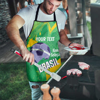 Custom Brazil Football Apron Vamos Selecao Brushes Style - Wonder Print Shop