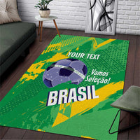 Custom Brazil Football Area Rug Vamos Selecao Brushes Style - Wonder Print Shop