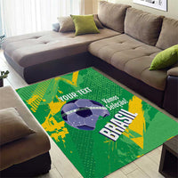 Custom Brazil Football Area Rug Vamos Selecao Brushes Style - Wonder Print Shop