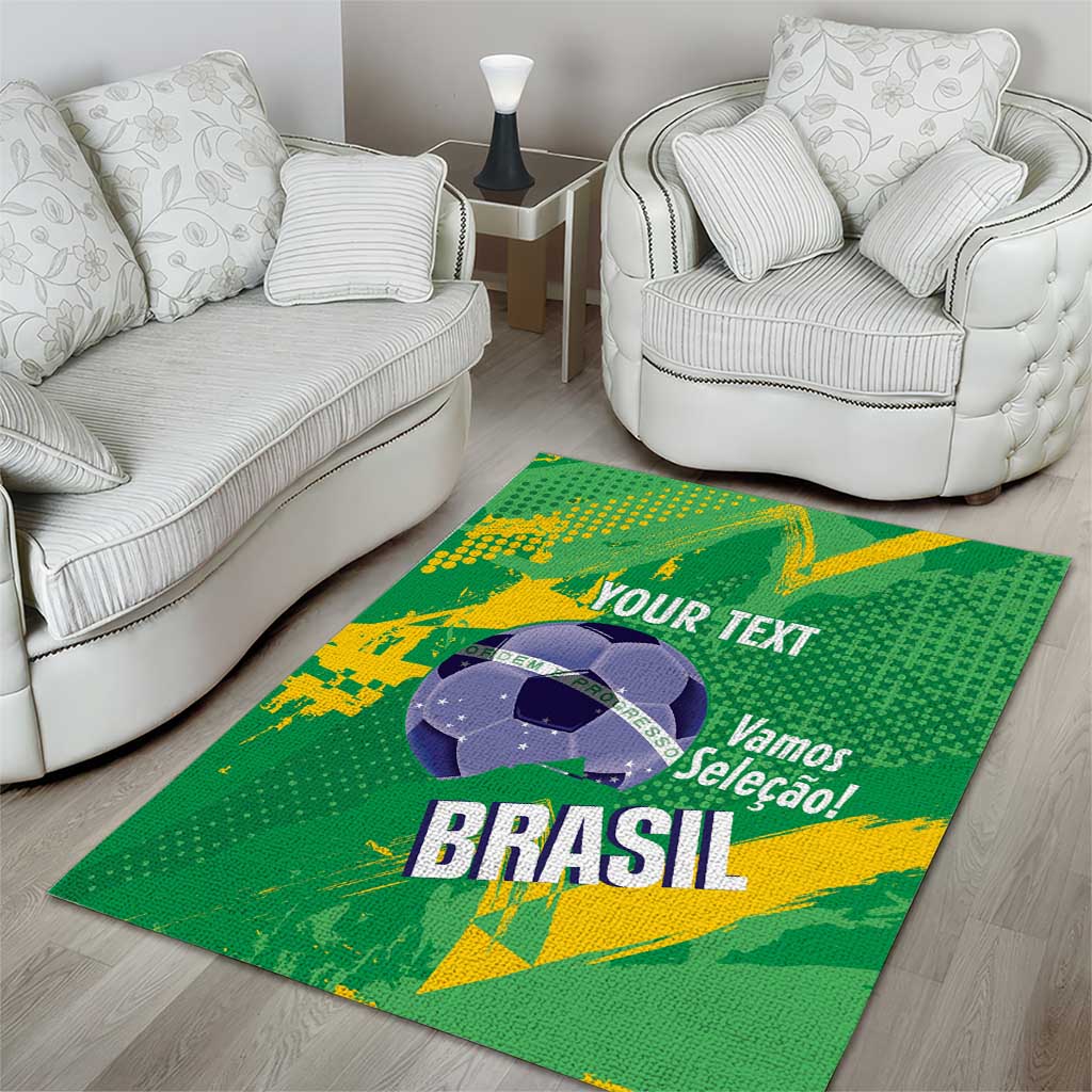 Custom Brazil Football Area Rug Vamos Selecao Brushes Style - Wonder Print Shop