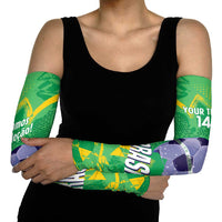 Custom Brazil Football Arm Sleeves Vamos Selecao Brushes Style - Wonder Print Shop