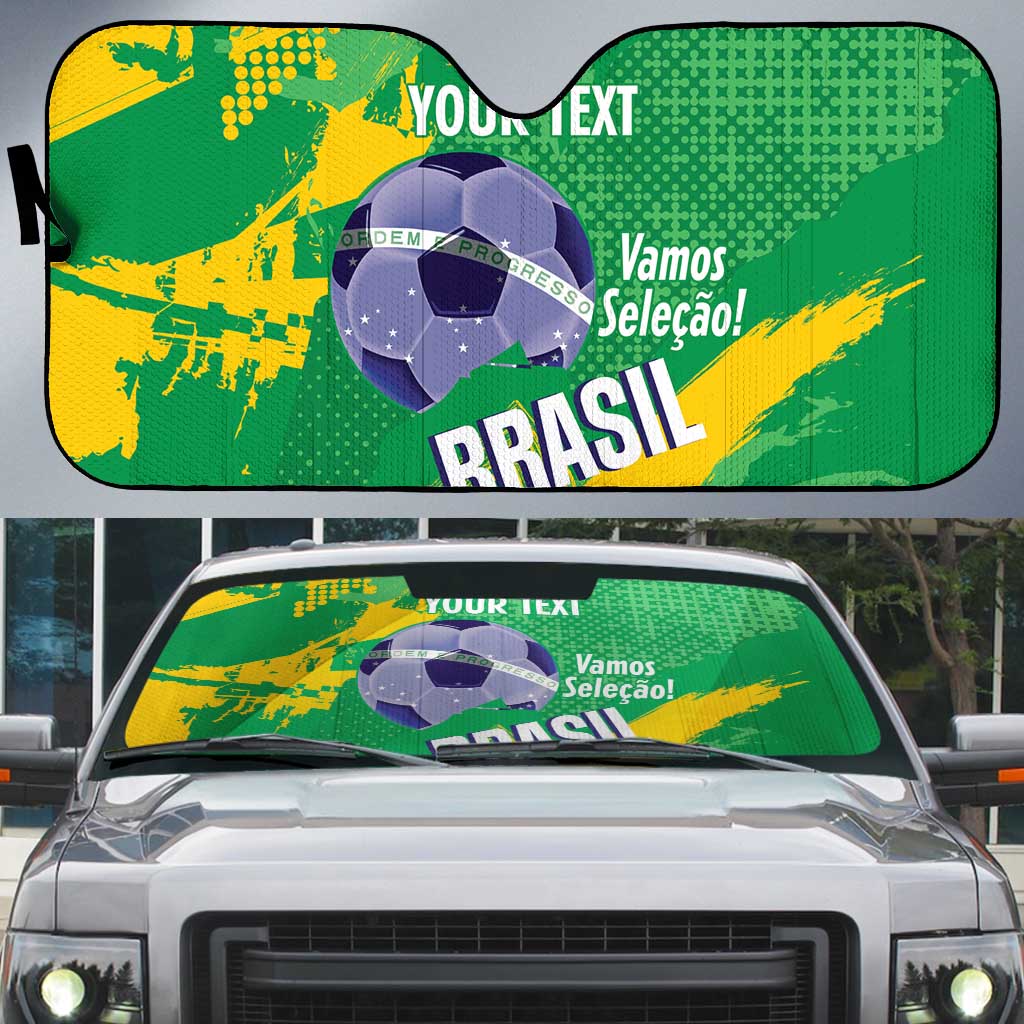 Custom Brazil Football Auto Sun Shade Vamos Selecao Brushes Style - Wonder Print Shop