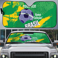 Custom Brazil Football Auto Sun Shade Vamos Selecao Brushes Style - Wonder Print Shop