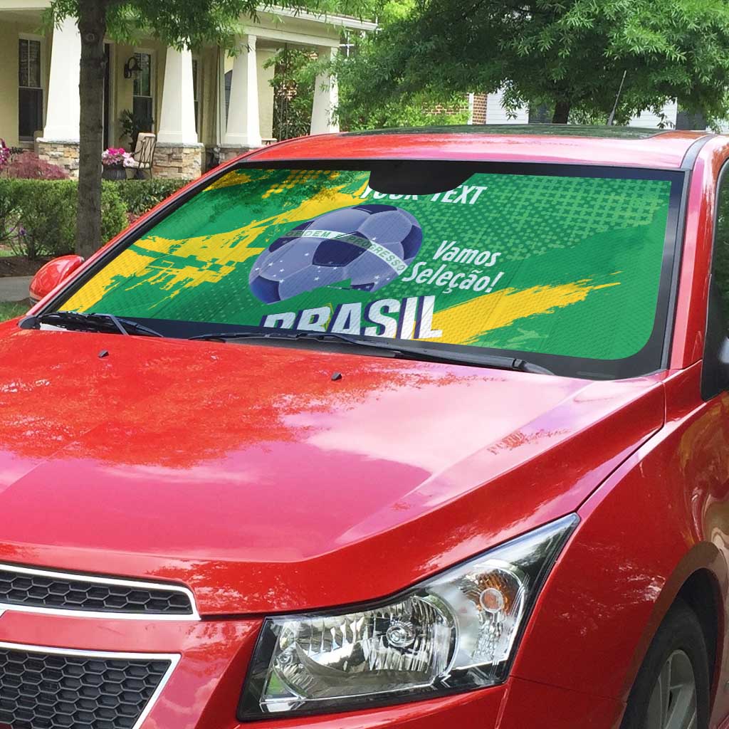 Custom Brazil Football Auto Sun Shade Vamos Selecao Brushes Style - Wonder Print Shop