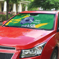 Custom Brazil Football Auto Sun Shade Vamos Selecao Brushes Style - Wonder Print Shop