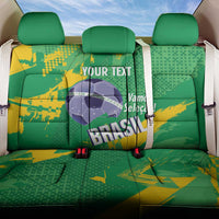 Custom Brazil Football Back Car Seat Cover Vamos Selecao Brushes Style - Wonder Print Shop