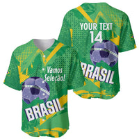 Custom Brazil Football Baseball Jersey Vamos Selecao Brushes Style - Wonder Print Shop