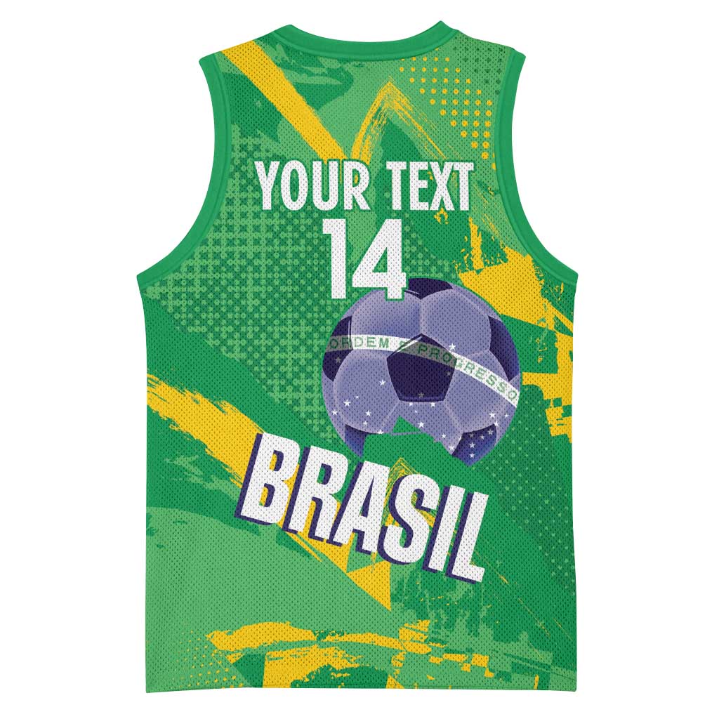 Custom Brazil Football Basketball Jersey Vamos Selecao Brushes Style - Wonder Print Shop