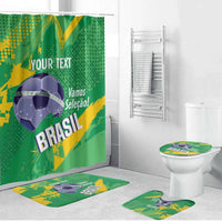 Custom Brazil Football Bathroom Set Vamos Selecao Brushes Style - Wonder Print Shop