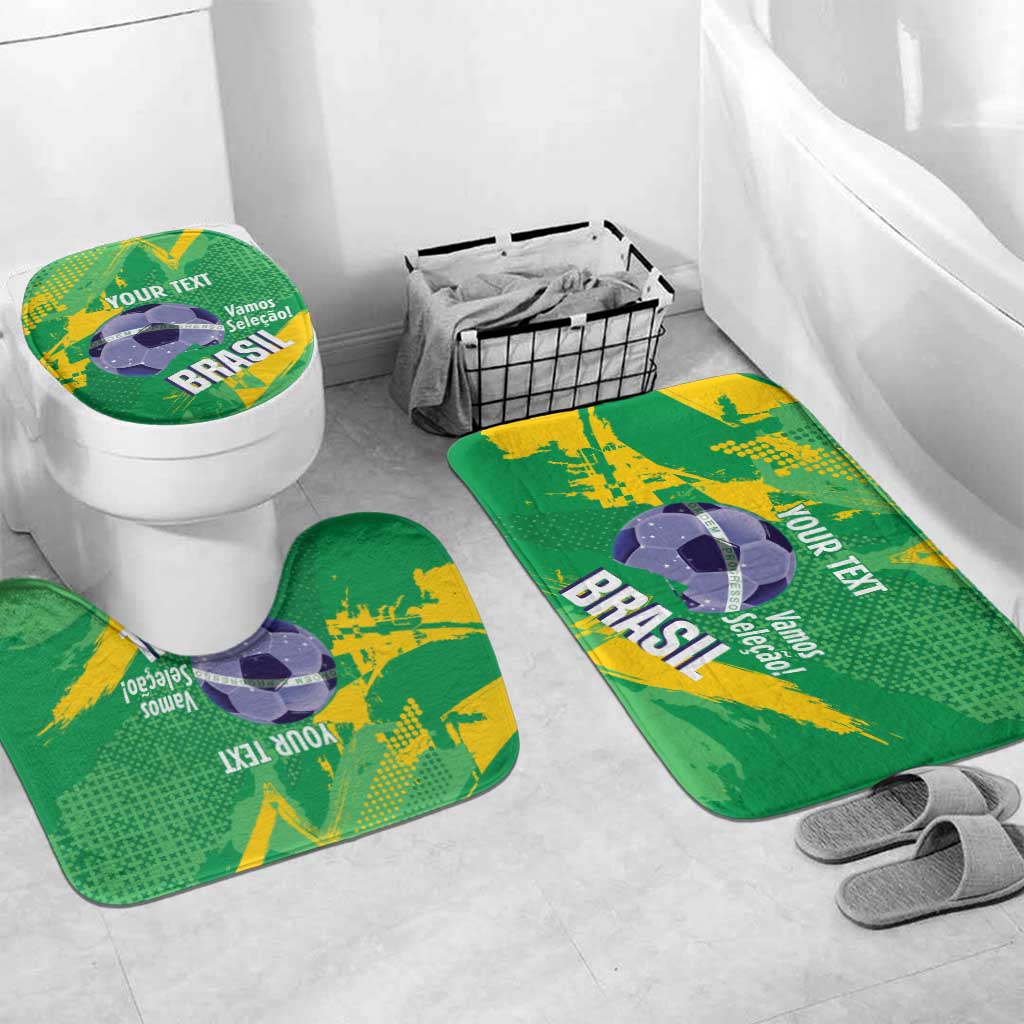 Custom Brazil Football Bathroom Set Vamos Selecao Brushes Style - Wonder Print Shop