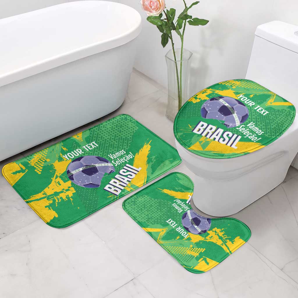 Custom Brazil Football Bathroom Set Vamos Selecao Brushes Style - Wonder Print Shop