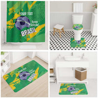 Custom Brazil Football Bathroom Set Vamos Selecao Brushes Style - Wonder Print Shop