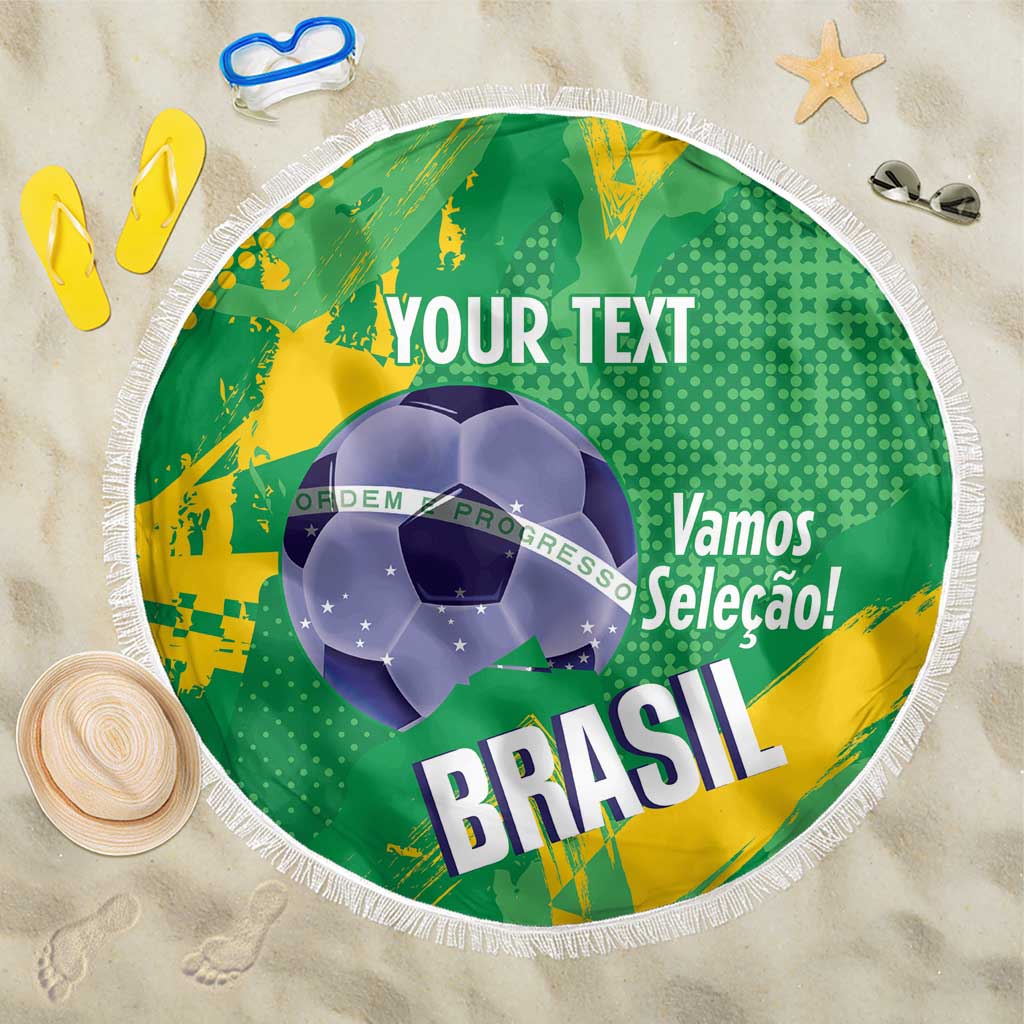 Custom Brazil Football Beach Blanket Vamos Selecao Brushes Style - Wonder Print Shop