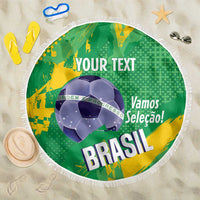Custom Brazil Football Beach Blanket Vamos Selecao Brushes Style - Wonder Print Shop