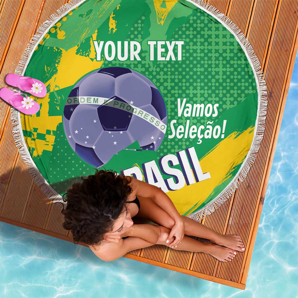 Custom Brazil Football Beach Blanket Vamos Selecao Brushes Style - Wonder Print Shop