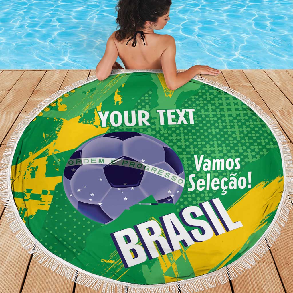 Custom Brazil Football Beach Blanket Vamos Selecao Brushes Style - Wonder Print Shop