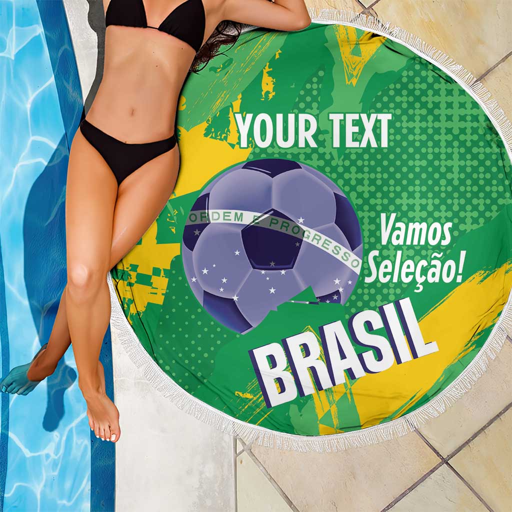 Custom Brazil Football Beach Blanket Vamos Selecao Brushes Style - Wonder Print Shop