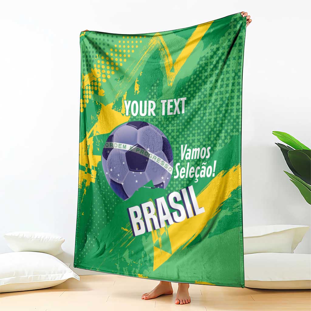 Custom Brazil Football Blanket Vamos Selecao Brushes Style - Wonder Print Shop