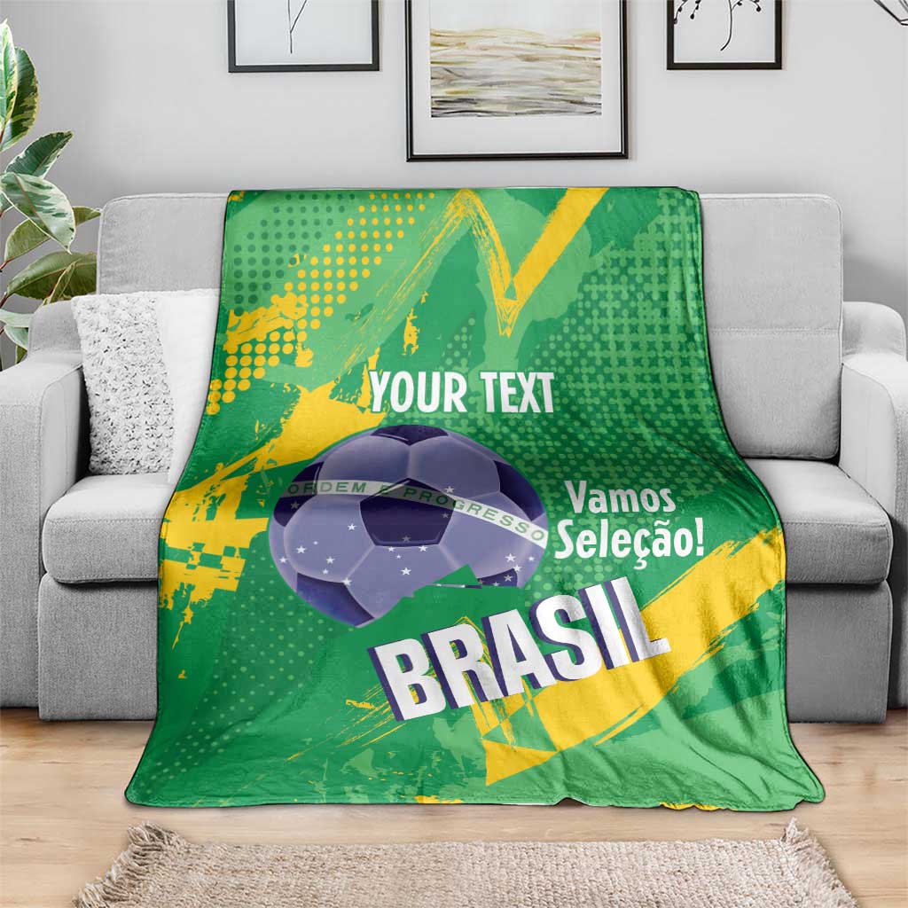 Custom Brazil Football Blanket Vamos Selecao Brushes Style - Wonder Print Shop