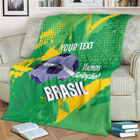 Custom Brazil Football Blanket Vamos Selecao Brushes Style - Wonder Print Shop