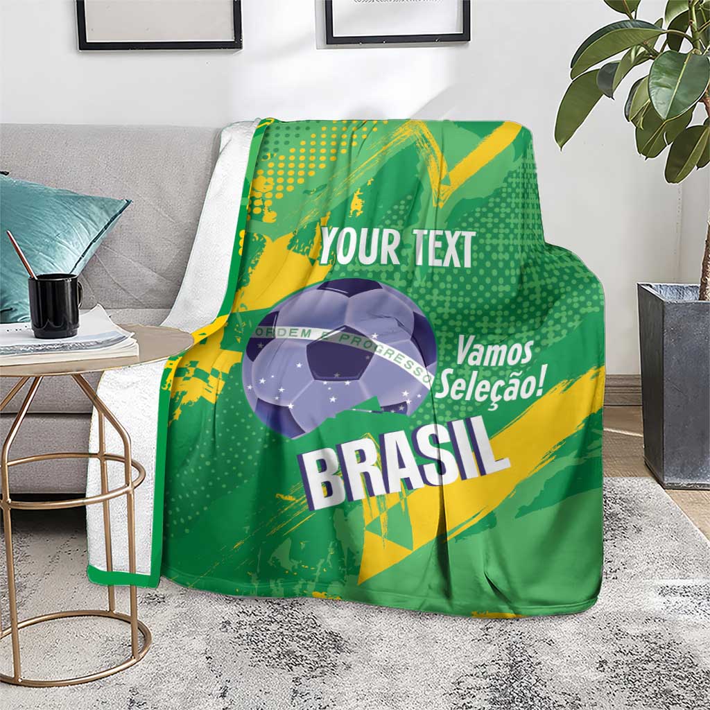 Custom Brazil Football Blanket Vamos Selecao Brushes Style - Wonder Print Shop