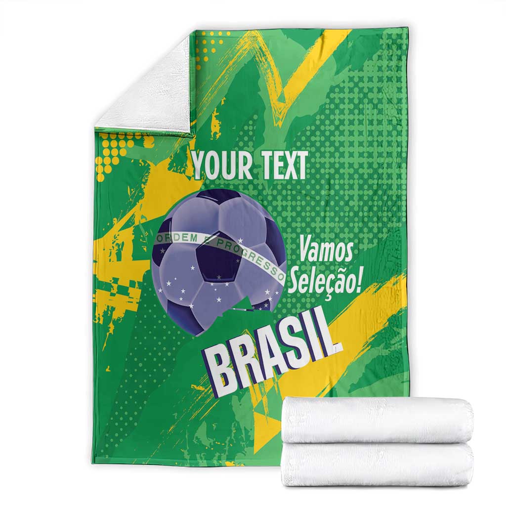 Custom Brazil Football Blanket Vamos Selecao Brushes Style - Wonder Print Shop