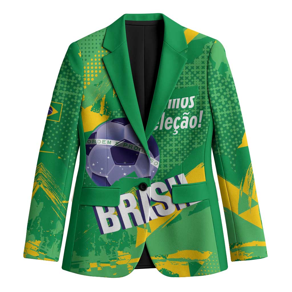 Custom Brazil Football Blazer Vamos Selecao Brushes Style - Wonder Print Shop