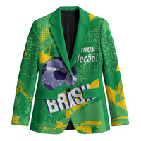 Custom Brazil Football Blazer Vamos Selecao Brushes Style - Wonder Print Shop