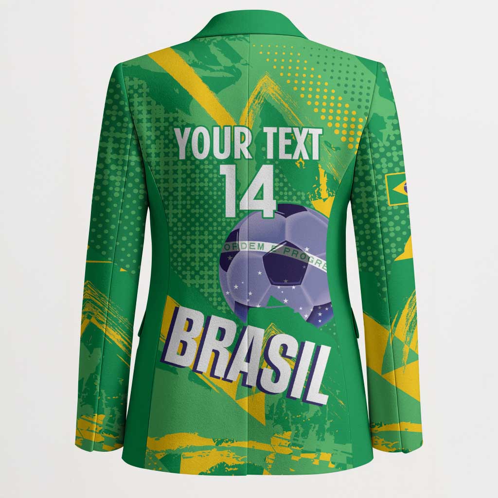 Custom Brazil Football Blazer Vamos Selecao Brushes Style - Wonder Print Shop
