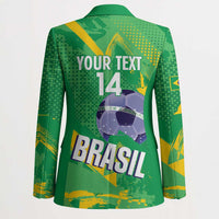 Custom Brazil Football Blazer Vamos Selecao Brushes Style - Wonder Print Shop