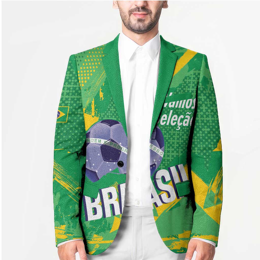 Custom Brazil Football Blazer Vamos Selecao Brushes Style - Wonder Print Shop