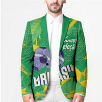 Custom Brazil Football Blazer Vamos Selecao Brushes Style - Wonder Print Shop