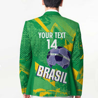 Custom Brazil Football Blazer Vamos Selecao Brushes Style - Wonder Print Shop