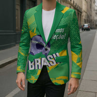 Custom Brazil Football Blazer Vamos Selecao Brushes Style - Wonder Print Shop