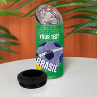 Custom Brazil Football 4 in 1 Can Cooler Tumbler Vamos Selecao Brushes Style - Wonder Print Shop