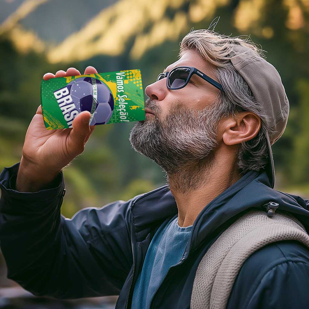 Custom Brazil Football 4 in 1 Can Cooler Tumbler Vamos Selecao Brushes Style - Wonder Print Shop