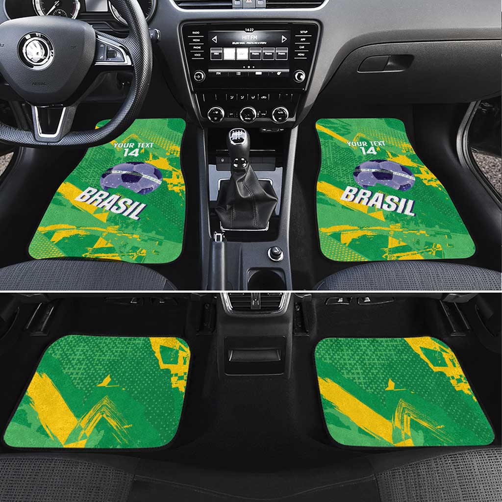 Custom Brazil Football Car Mats Vamos Selecao Brushes Style - Wonder Print Shop