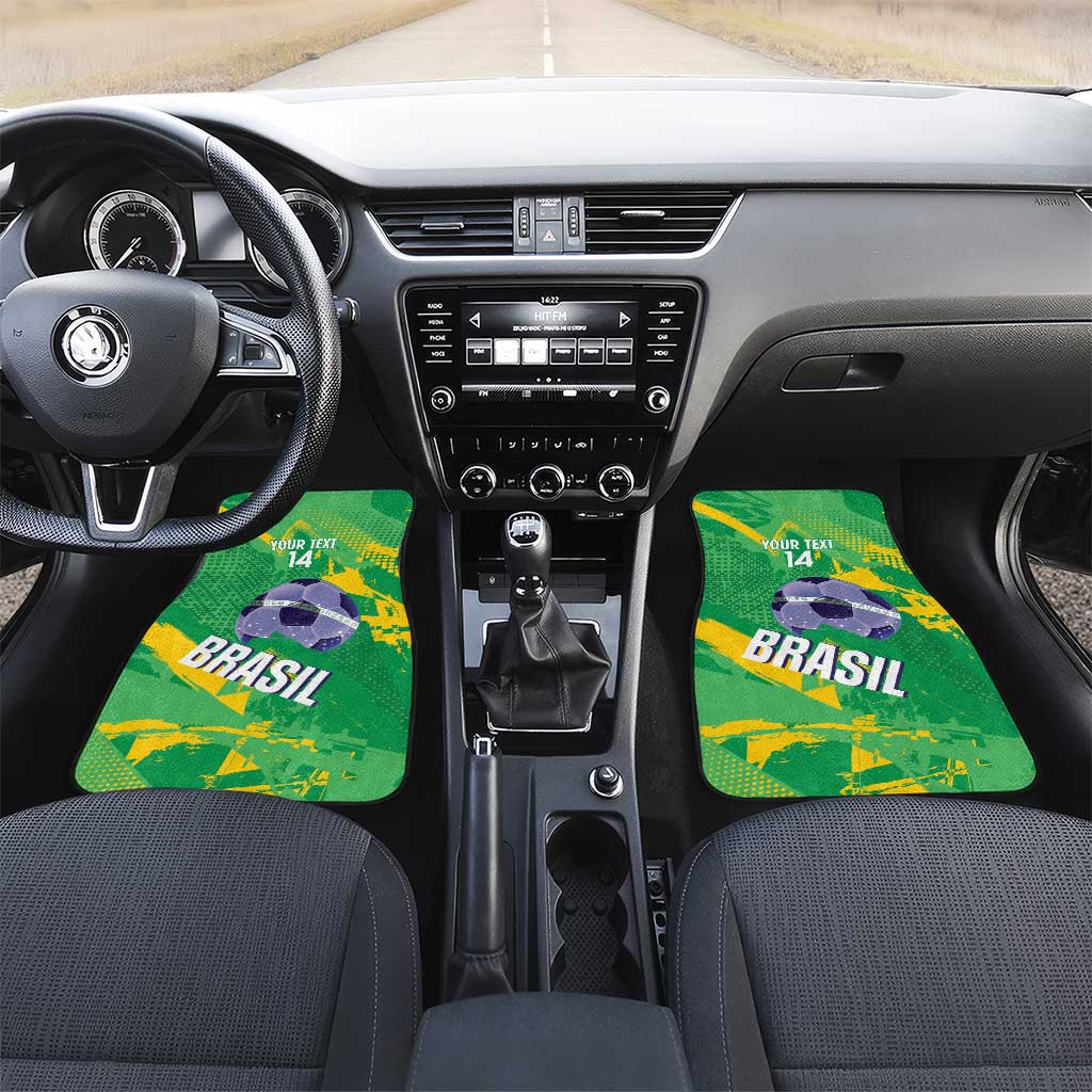 Custom Brazil Football Car Mats Vamos Selecao Brushes Style - Wonder Print Shop