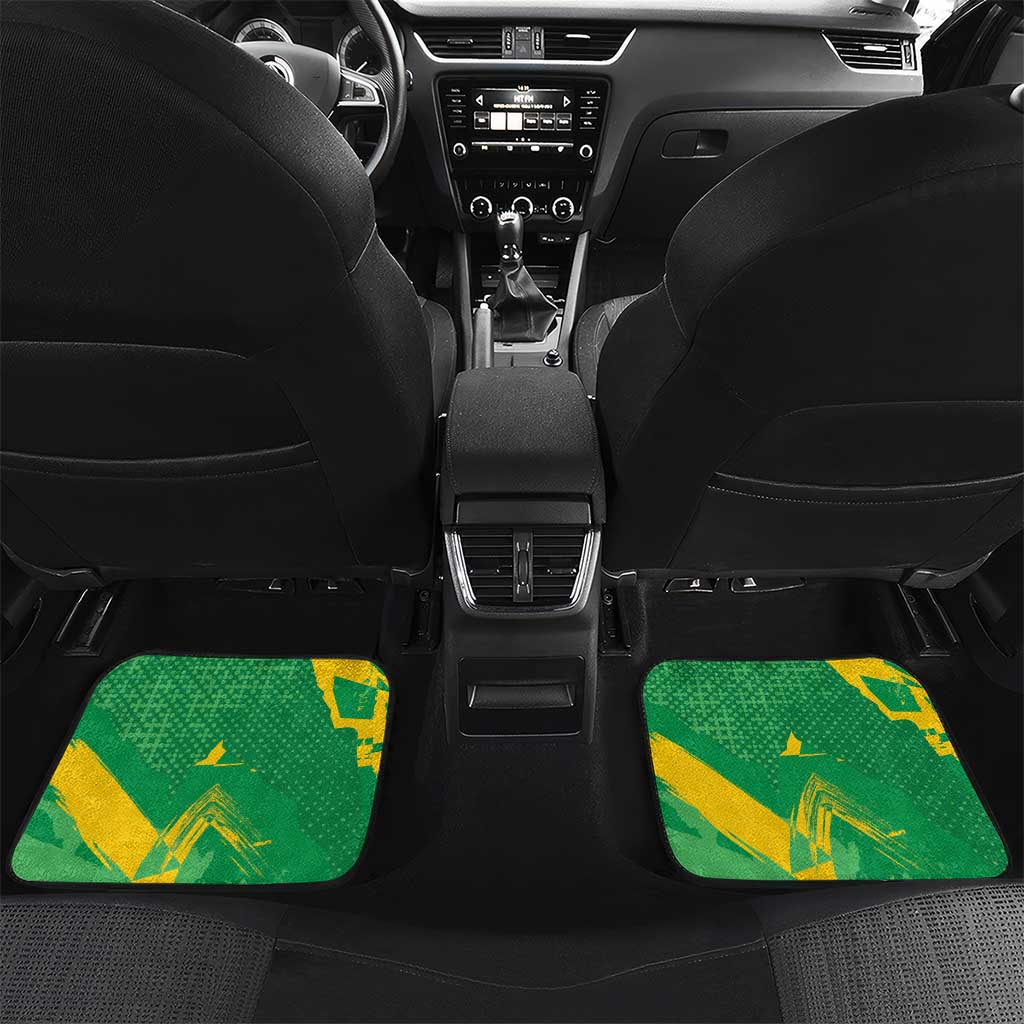 Custom Brazil Football Car Mats Vamos Selecao Brushes Style - Wonder Print Shop