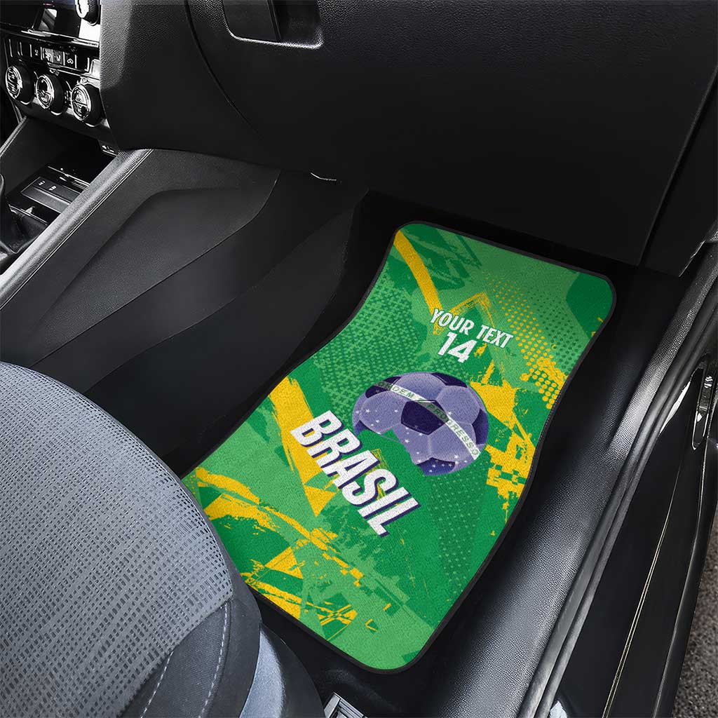 Custom Brazil Football Car Mats Vamos Selecao Brushes Style - Wonder Print Shop