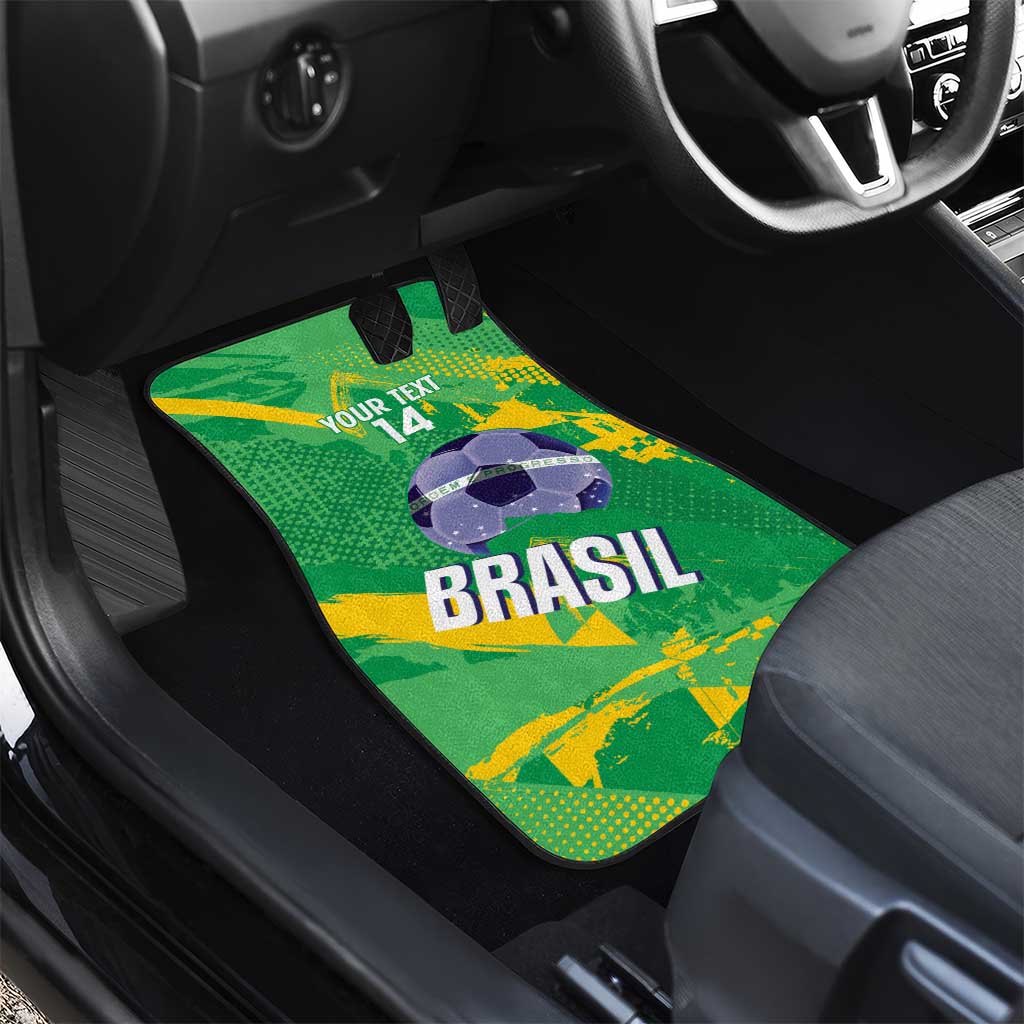 Custom Brazil Football Car Mats Vamos Selecao Brushes Style - Wonder Print Shop