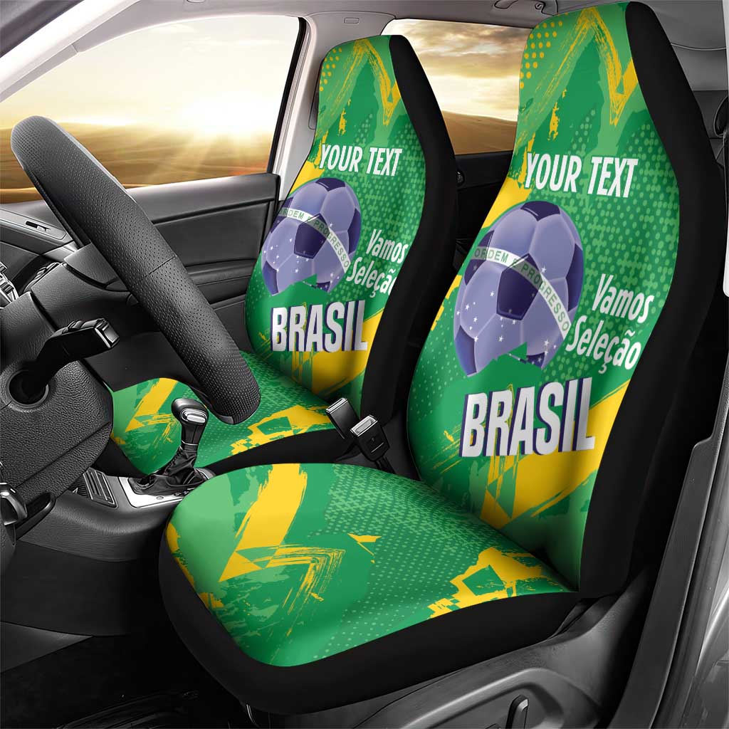 Custom Brazil Football Car Seat Cover Vamos Selecao Brushes Style - Wonder Print Shop