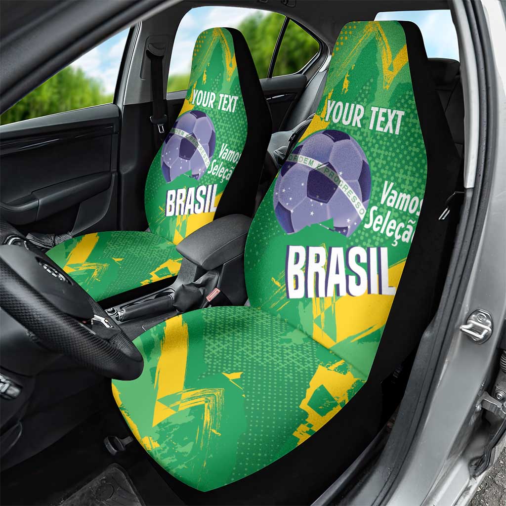 Custom Brazil Football Car Seat Cover Vamos Selecao Brushes Style - Wonder Print Shop