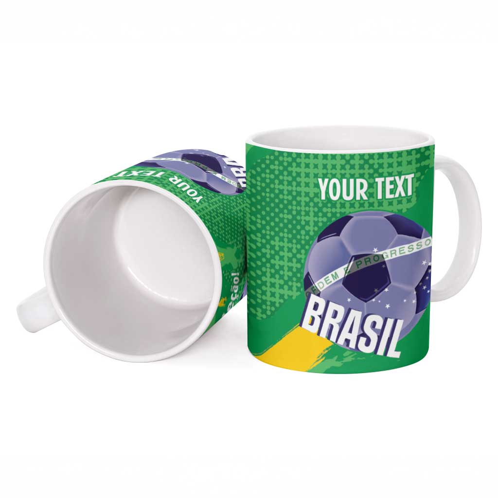 Custom Brazil Football Ceramic Mug Vamos Selecao Brushes Style - Wonder Print Shop