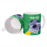 Custom Brazil Football Ceramic Mug Vamos Selecao Brushes Style - Wonder Print Shop