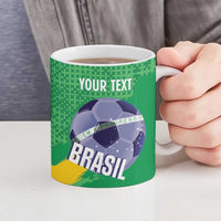 Custom Brazil Football Ceramic Mug Vamos Selecao Brushes Style - Wonder Print Shop