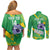 Custom Brazil Football Couples Matching Off Shoulder Short Dress and Long Sleeve Button Shirt Vamos Selecao Brushes Style - Wonder Print Shop
